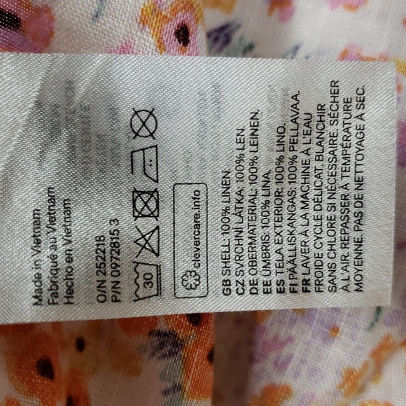 H&M Linen Floral Cropped Boxy Shirt Women's Size Large - Picture 7 of 11